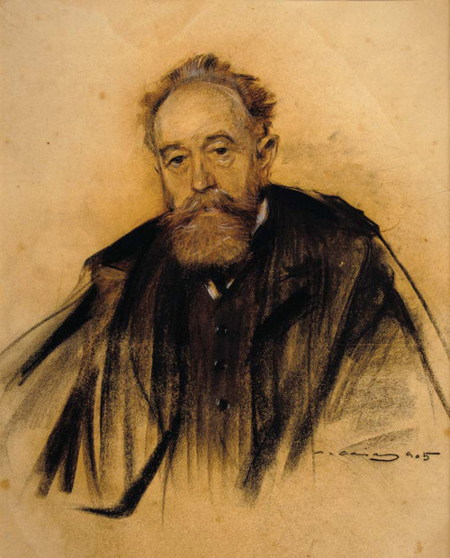 Ramón Casas, Retrato de Aureliano de Beruete, 1905. Carboncillo y  pastel sobre papel, Museu Nacional d´Art de Catalunya, Barcelona.